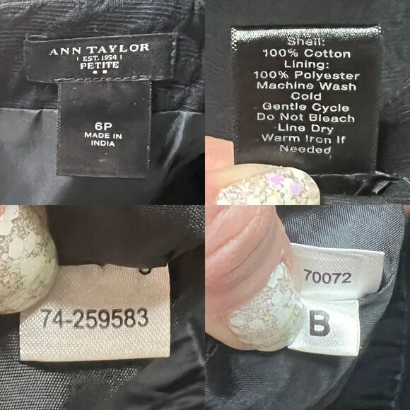 Ann Taylor Petite Black Textured Cotton Jacquard Pencil Mini Skirt Size 6P - Picture 13 of 14